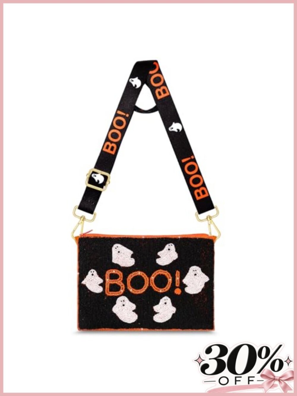 Beaded Pumpkin Crossbody Bag Women Halloween Purse Ghost Candy Corn Shoulder Bag